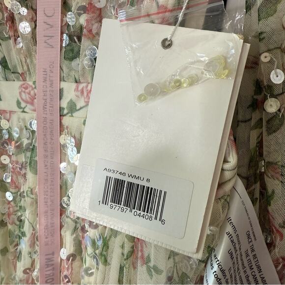 Mac Duggal Sequined Floral Print Cut Out Lace Up Gown A93746 Women’s Sz 8 - Picture 11 of 13